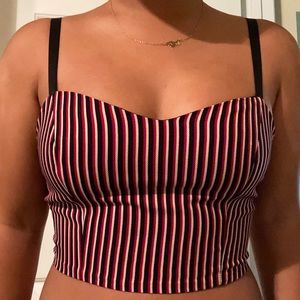 Striped, Cropped Tank
